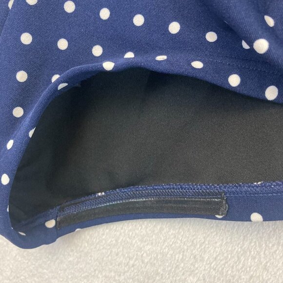 Gabar Polka Dot One Piece Swimsuit Women's 16 Navy Blue Ruched Slimming Classic - Picture 6 of 16